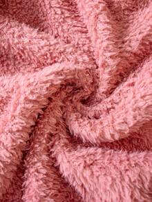 Girls' Fashion Retro Plush Jacket With Color Block Design, Stand Collar, Zipper Front And Printed Sleeves, Winter - Pink - View 8