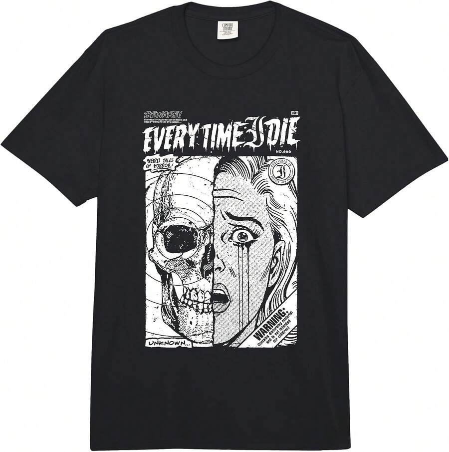 Unisex Kurzarm-T-Shirt, Rock-Gitarren-Retro-Geschenk für Männer und Frauen, Unisex Baumwoll-Crew-T-Shirt - Schwarz - Übersicht 1