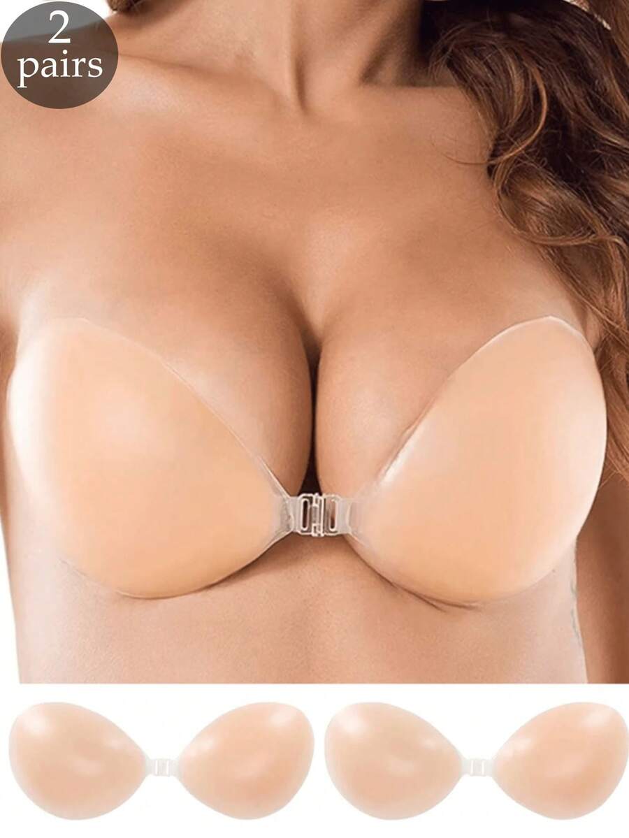 2 Pairs Apricot Small Breast Push-Up Pads, New Silicone Invisible Push-Up Nipple Covers - Apricot - View 1