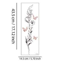 2 Blätter minimalistische florale Wirbelsäule temporäre Tattoos, rote & schwarze Schmetterling Körperaufkleber für Rücken & Taille - Verschiedenfarbig - Übersicht 7