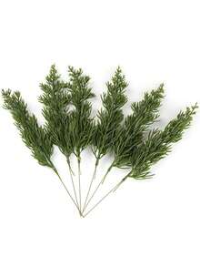 5/10pcs Artificial Pine Branches, Christmas Artificial Pine Stems, Cedar Branches, Green Pine Branches, Christmas Green Pine Picks For Wreath Crafts, Christmas Tree, Cabinet DIY, Winter Home Decor - Green - View 14