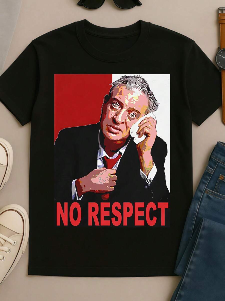 No Respect Rodney Dangerfield Retro Comedy Pop Art Unisex Cotton T-Shirt - Black - View 1