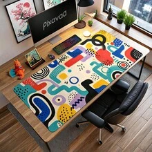 Pop Doodle Block Large Mouse Pad, Colorful Abstract Desk Mat With Maze Shapes, Wide Gaming Mouse Pad For Playful Office Decor Gift - View 1