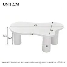 (Previous Sku:N625P256509510W) Irregular Cloud-Shaped Coffee Table, 107cm Long, 66cm Wide, 40.5cm High, MDF Tabletop And PVC Legs, With Felt Pad - White - View 6