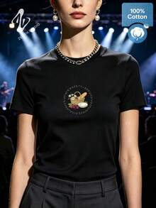 Women T-Shirts - 黑色 - 查看 3