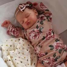 48 Cm Realistic Reborn Doll Girl, Full Body Vinyl Doll, Lifelike Newborn With Light Blonde Hair, Pink Sleeveless Bodysuit, Hand-Painted Eyes, Collector Doll As A Gift For Children And Adult Collectors - Multicolor - View 2