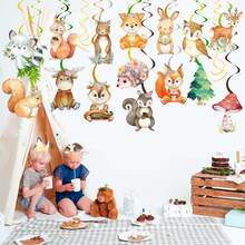 8pcs/10pcs Paper Forest Party Decorations, Forest Animal Hanging Spirals, Forest Animal Foil Ceiling Decorations, Suitable For Forest Theme Birthday Party Supplies, Ribbons - Multicolor - View 5