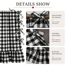 Farmhouse Handmade Oven Skirt Kitchen Curtain, Cortinas De Cocina, Rustic Decorative Appliance Cover, Tie-Top Heat-Resistant Design, Adds Charm, Hides Clutter, Suitable For Kitchen Home Decor - Black and White - View 4