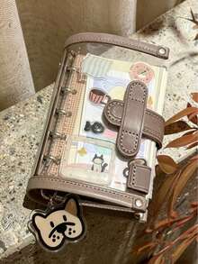 Brown Leather M5 Transparent Loose-Leaf Notebook Binder, Portable - Binder - View 13