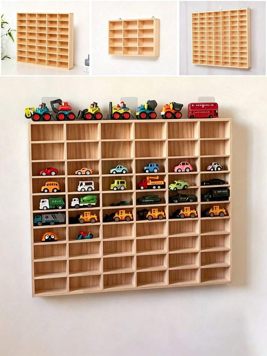 1件 1/64比例 12/40/60/77格火柴盒車模型展示盒 - 木製火柴盒玩具車展示盒,適用於幼兒房、臥室、遊戲室,男孩禮物、生日禮物 - 彩色 - 查看 1