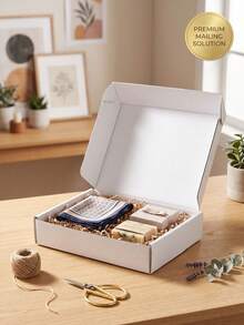 8-Pack - Sturdy White Corrugated Cardboard Boxes, Perfect For Small Businesses, E-Commerce, Shipping And Packaging | Gift And Storage Boxes, Corrugated Gift Boxes For Shipping And Packaging, Small Mailing Boxes, White Mailing Boxes, Flat Corrugated Cardboard, Document Mailing Boxes, Jewelry Packaging - White - View 4