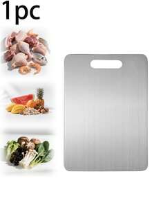 1pc Silver Stainless Steel Chopping Board,Medium/Large Double-Sided Cutting Board ,Convenient Kitchen Retain The Original Flavor,Suitable For Home Kitchens,Camping And Easy To Carry ,Ideal For Cutting Poultry, Fish, And Fruits And Vegetables. - 1PC - View 1