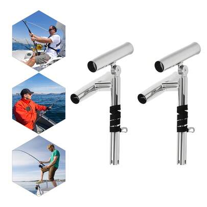 Futchoy 2X Boat Double Angle Fishing Rod Holder Stainless Steel Outrigger Adjustable