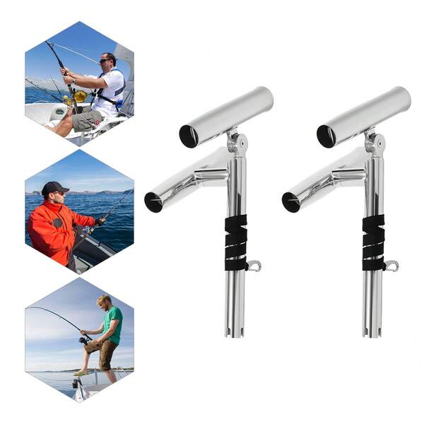 Futchoy 2X Boat Double Angle Fishing Rod Holder Stainless Steel Outrigger Adjustable