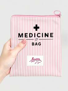 「Medicine」圖案印花便攜藥袋 藥丸收納盒 急救包 化妝包 零錢包，適用日常/戶外/旅行，便於攜帶的收納袋，可用於化妝品、手機及其他小物品收納，旅行必備，聖誕禮物，個性化禮物袋，教師節禮物，小禮物交換，房間裝飾 - 彩色 - 查看 5