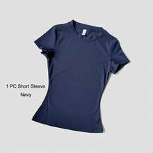 Women's Sports Yoga Set Seamless Knitted Fitness Gym Clothes Sportswear Short Sleeve Crop Top Tracksuits Gym Short Leggings - Pink - View 8