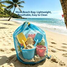 Beach Swimming Mesh Storage Bag, Lightweight Large Capacity, Drawstring Expandable Mesh One Shoulder Beach Bag, Sand-Proof Breathable Beach Cover, Suitable For Clothes, Towels, Portable Crossbody Bag, Outdoor Travel And Swimming Dual Use - Multicolor - View 1