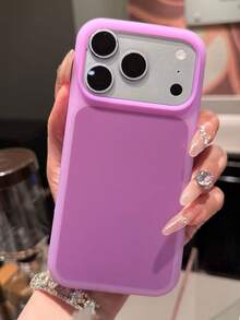 磨砂親膚果凍軟手機殼，適用於 iPhone 18 Pro Max 18Pro 17 Promax 17Pro 17 16 15 14 13，超薄液態矽膠防震保護後蓋 - 紫色 - 查看 4