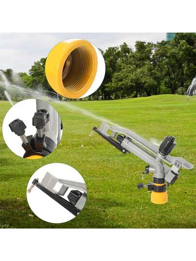 Riego Agrícola De 1.5 Pulgadas Para Riego De Granja, Rociador De Riego Giratorio De 360°, 1-1/2 R-18-36m,con Juego de boquillas para riego de césped y Campo,Equipado con 5 boquillas