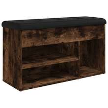vidaXL Shoe Bench, Shoe Rack With Storage, Bench With Upholstered Seat Cushion, Shoe Cabinet, Shoe Storage, Hallway Bench, Smoked Oak Wood Composite - Smoked Oak - View 2