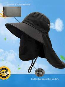 1pc UV Protection Wide Brim Bucket Hat With Detachable Face Mask, Suitable For Hiking, Fishing, Outdoor Activities, Unisex Summer Hat - Multicolor - View 13