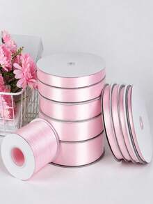 100 Yards (Approx. 91 Meters) 1 Roll Light Pink Polyester Ribbon, Bouquet Packaging Ribbon, Suitable For DIY Crafts, Gift Wrappin, First Day Of School - Baby Pink - View 1