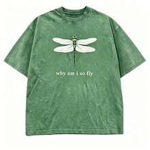 100% Cotton Geographic Inspired Dragonfly Graphic Baby T Shirt For Men And Women |  Exquisite Design |  Loose And Comfortable | Shirts Y2k - 水洗綠色 - 查看 8