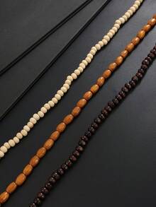 1pc Bohemian Style Wooden Beaded Necklace, Suitable For Vacation And Party Wear, Ideal Gift For Family And Friends, Men's Multi-Layer Necklace - Multi-layer Beaded Necklace - View 5