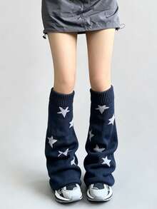 STAR RIVER 1 Pair Y2K Subculture Star Leg Warmers, American Retro JK Knitted Flare Leg Warmers, Reversible - Multicolor - View 9