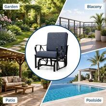 Techigher Set Of 2 Garden Swing Glider Chairs With Cushions, Weatherproof Metal Outdoor Rocking Chairs, Patio Armchair Set For Lawn, Deck & Balcony - Multicolor - View 3