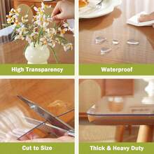 Clear Table Cover Protector Thick Plastic Table Cover, Table Protector For Dining Room Table, Waterproof Vinyl Tablecloth Table Pad Mat For Kitchen, Dresser, Writing Desk - Transparent - View 10
