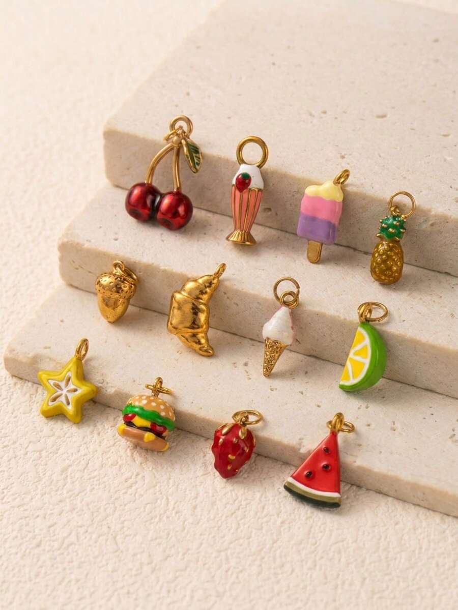 1pc Delicious Snack Pendant, Exquisite Cartoon Style, 18K Gold PVD ...