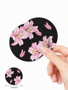 2pcs Set Minimalist Pink Hibiscus Flower Pattern Car Cup Coasters - Non-Slip Leather Material, Round Cup Coaster Design, Easy To Clean, Perfect Accessory For Car Interior - Suitable For Car Owners - Suitable For Daily Use - Great Gift For Car Enthusiasts - Multicolor - View 4