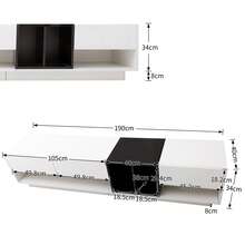 TV Stand, Lowboard Combination White And Black High Gloss - 白色 - 查看 3