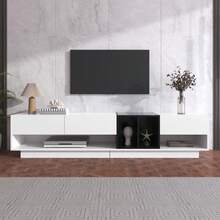 TV Stand, Lowboard Combination White And Black High Gloss - 白色 - 查看 8