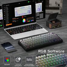 ATTACK SHARK X85 Wireless Mechanical Keyboard, TKL 82 Keys Bluetooth 5.0/2.4GHz/USB-C Hot Swappable Custom Keyboard, Gasket Structure, Knob, RGB Backlit Gaming Keyboard For Windows/ PC/ Linux/ Gamer - Moonlit Night/ BlackBerry/ Purple/ Star White - View 7