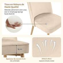 Dining Chairs, Modern Beige Velvet Dining Chair Set With Golden Metal Legs, Stylish And Comfortable - 米色 - 查看 2