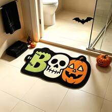 1pc Boo Skull Pumpkin Letter Shaped Rug, Dark Style, Halloween, Doormat, Small Rug, Welcome Mat, Outdoor Doormat, Kitchen Rug, Front Door Mat, Garden Rug - Multicolor - View 6