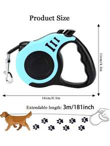 3 Meters/5m Retractable Pet Leash, Easy To Store And Manage, Durable Nylon Rope Style Leash, Suitable For Small And Medium Dogs - Multicolor - View 9