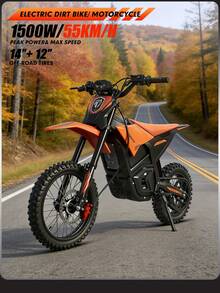 Mankeel Off-Road Electric Dirt Bike For Adults, 1500W (Peak 3000W) Motor Pitbike, 48V 20.8Ah Battery, 14"+12" Wheels. Max 34Mph & 38 Miles Range, Hydraulic Suspension & Oil Brakes. Powerful E-Motorcycle For Outdoor Adventure & Commuting, Ideal Gift - 查看 1