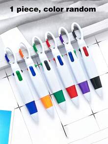 6pcs Retractable Shuttle Pens, 4-In-1 Fluorescent Ballpoint Pens With Ring Cap, Paired With Multi-Color Keychain, Suitable For Office, Study, Students And Various Occasions, Ideal Gift - A - View 10