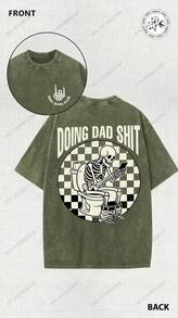 Camiseta Para Hombre Retro Skeleton Printed Cotton T Shirt, Loose Vintage Streetwear Graphic Tees For Men Daily Wear Multi Colors Option - GN01 - 查看 1