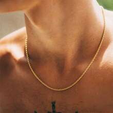 Men's Gold-Plated S925 Silver Necklace With Unique Spiral Texture, Silver Material And Luxurious Gold Color, Can Be Paired With Hip-Hop Style Clothing To Enhance The Overall Fashion Sense - Gold - View 14