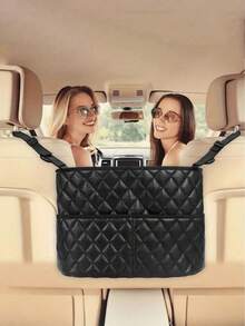 1pc Large Capacity PU Car Seat Back Organizer Net Bag. Multi- Functional Storage Bag For Phone, Cosmetics, Wallet, Key And Other Accessories - A - View 8