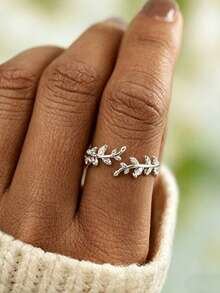 1pc S925 Sterling Silver Delicate Open Leaf Branch Ring, Fresh Forest Aesthetic, Elegant Minimalist Cool Tone, Fashionable Niche Luxury, Versatile Daily Commute Jewelry For Women - Branches and Leaves - View 7