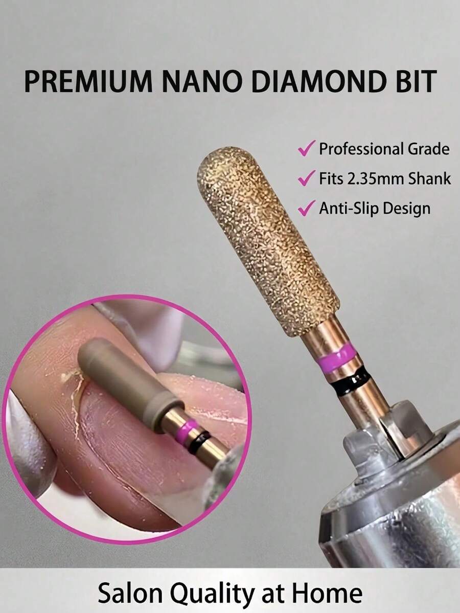 1pc Professional Rose Gold Diamond Nail Drill Bit - Precision Manicure & Callus Remover, Salon Quality (2.35mm Shank) - Multicolor - View 1