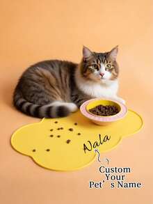 Customizable Pet Feeding Mat (1pc), Supports Personalized Name Customization, Suitable For Cats And Dogs, Non-Slip Rubber Bottom, Minimalist Design Style, Perfect Gift For Pet Owners - Multicolor - View 5
