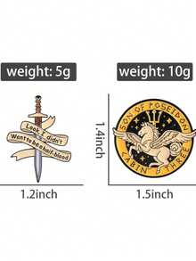 QTHOPE 2pcs Greek Mythology Element Brooch Series Sword & Metal Badge - Multicolor - View 6