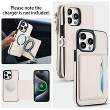 Étui de téléphone avec portefeuille magnétique amovible pour femmes, compatible avec la charge sans fil, fente de carte anti-vol RFID, avec sangle bandoulière, compatible avec iPhone 16e/16/15/14/13/12/11 Pro Max X XS XR XS Max SE 2022 7 8 Plus, convient pour le shopping, les voyages, les cadeaux d'anniversaire et plus encore - Blanc - Voir 3