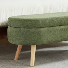 Storage Bench Beige Chenille 110cm – Space-Saving For Entryway, Bedroom, Living Room - 綠色 - 查看 10
